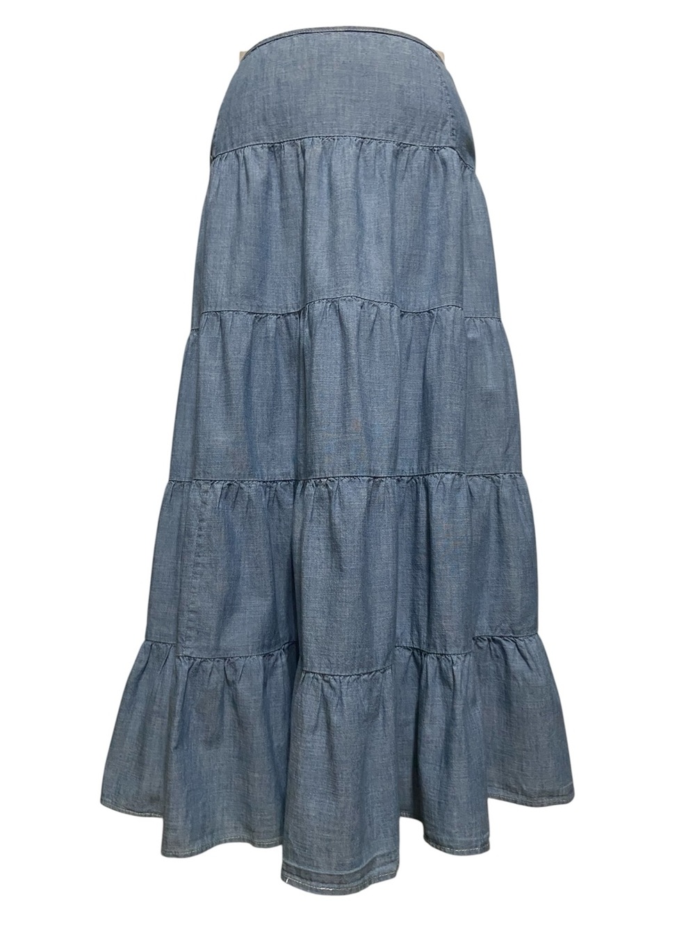 LRL Lauren Jeans Co Tiered Chambray Midi Skirt Sz 16